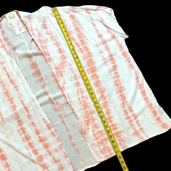 NWT Pink Lily Women’s Kimono Coral Sunset Tie Dye Size M Oversized Boho Coverup - Picture 6 of 8